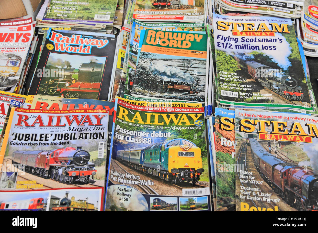 Railway enthusiasts magazines Stock Photo