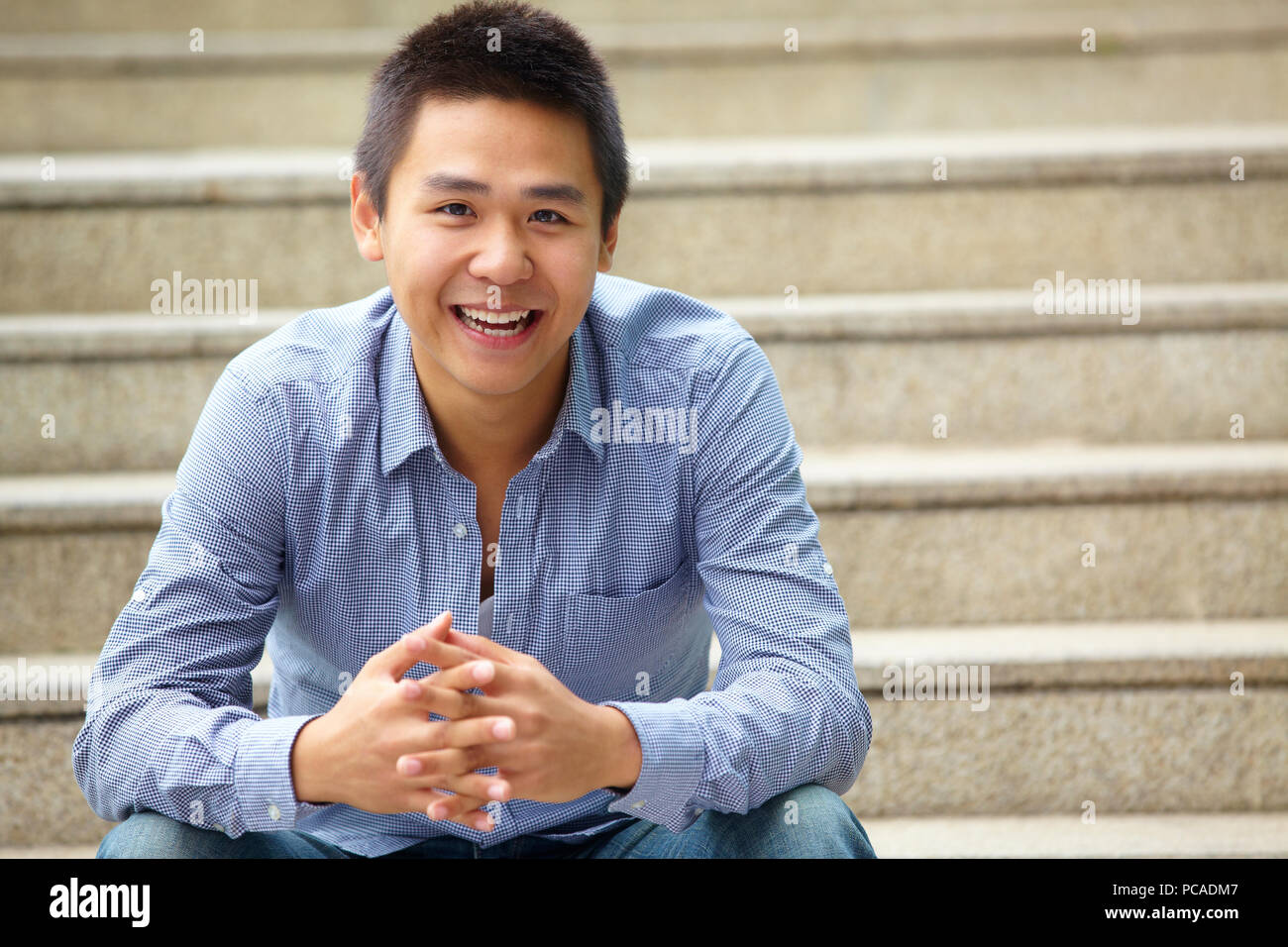 one young Chinese man portrait Stock Photo