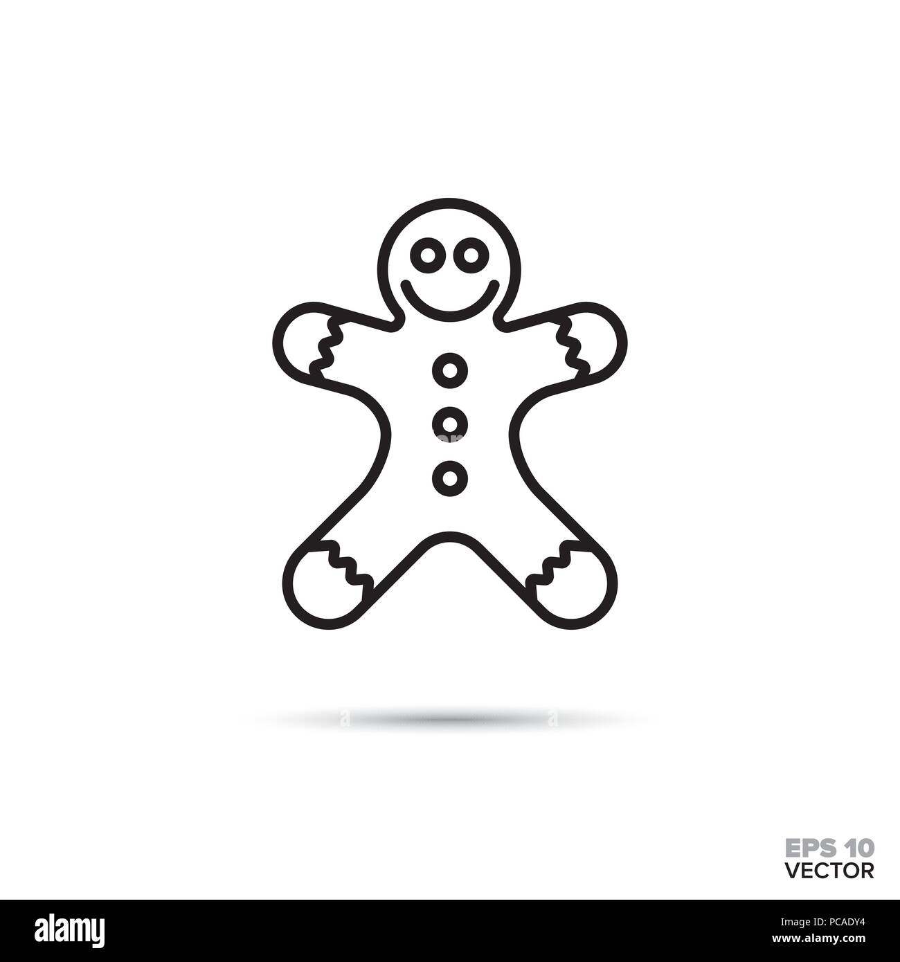 gingerbread man vector line icon. Sweet food symbol. Stock Vector
