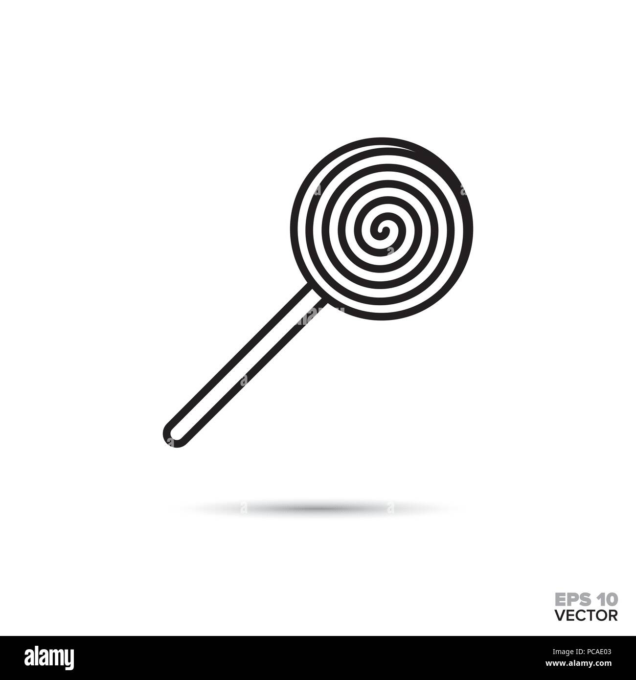 Spiral lollipop vector line icon. Sweet food symbol. Stock Vector