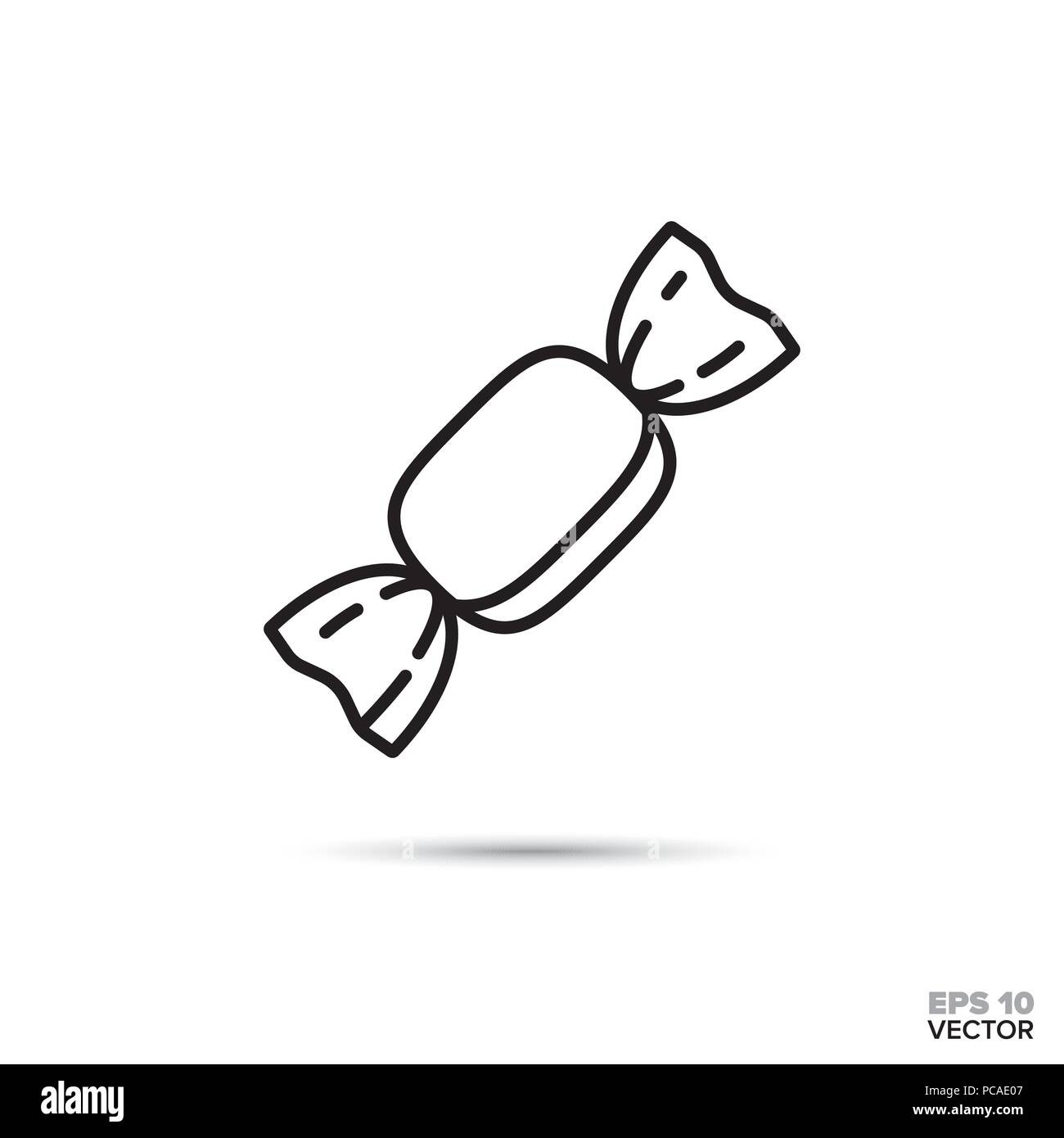 Hard candy in wrapper vector line icon. Sweet food symbol Stock Vector