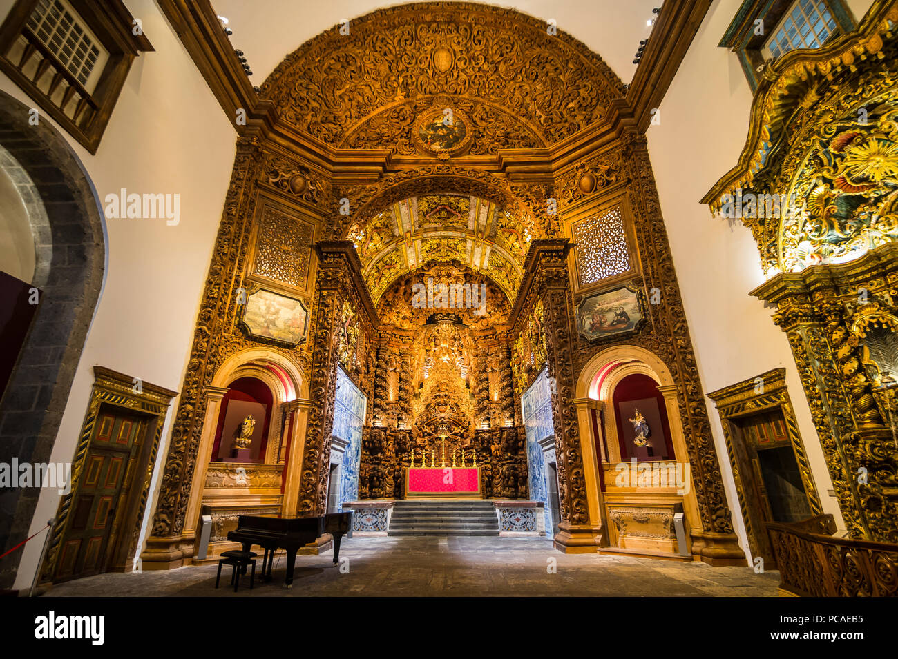 Beautiful Carved Altar Largest In Portugal College Jesuit Church Ponta Delgada Island Of Sao Miguel Azores Portugal Atlantic Europe Stock Photo Alamy