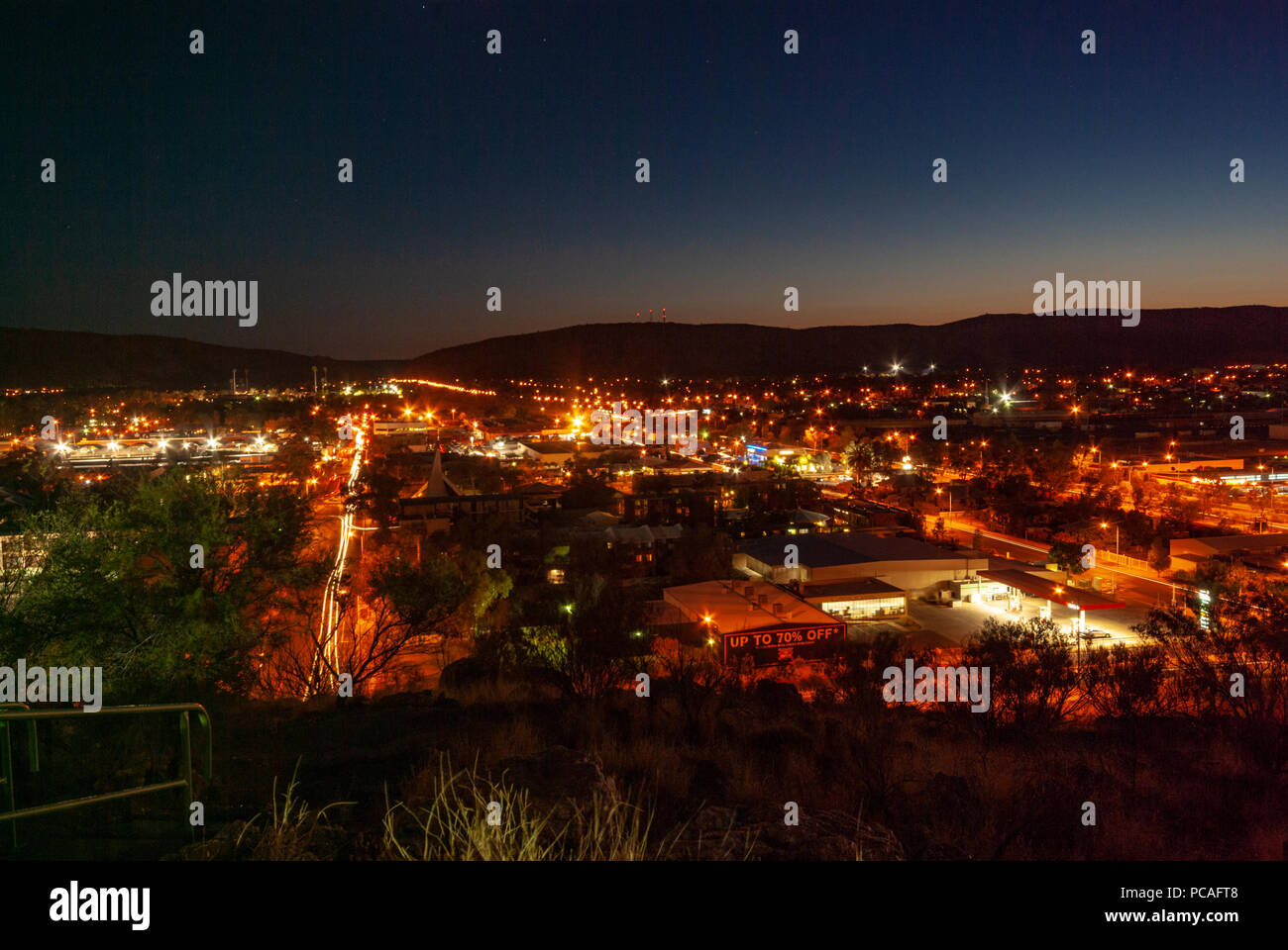 Alice Springs at night time from Anzac Memorial Hill Stock Photo - Alamy