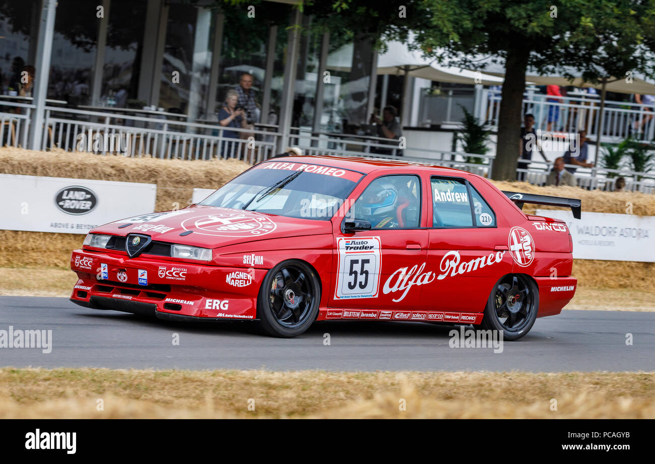 1994 Alfa Romeo 155, originally driven by Gabrieli Tarquini, here driven by Tom Andrew at the 2018 Goodwood Festival of Speed, Sussex, UK. Stock Photo