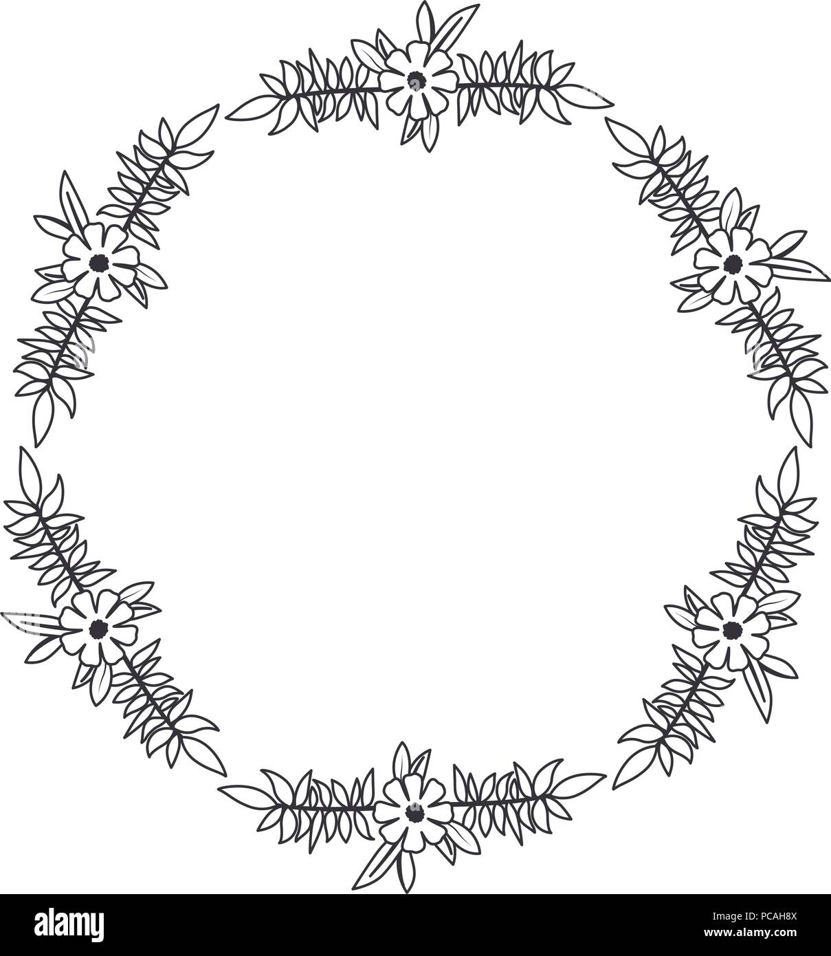 beautiful flower and leafs circular frame Stock Vector Image & Art - Alamy