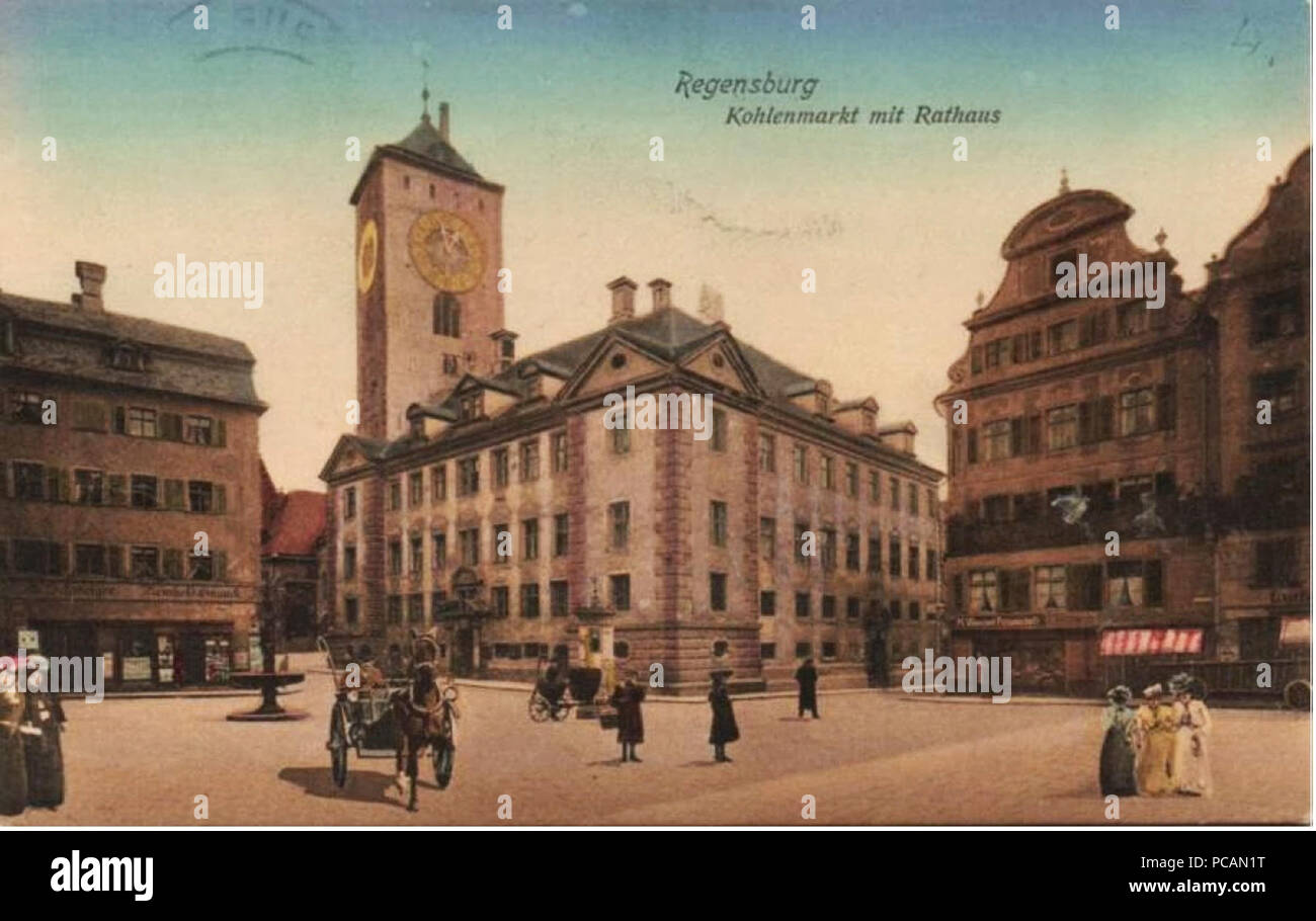 AK - Regensburg - Kohlenmarkt um 1890. Stock Photo