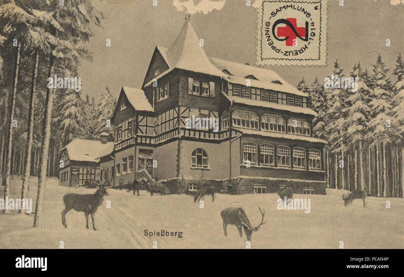 AK Friedrichroda, Wildfütterung am Spießberghaus (um 1910). Stock Photo