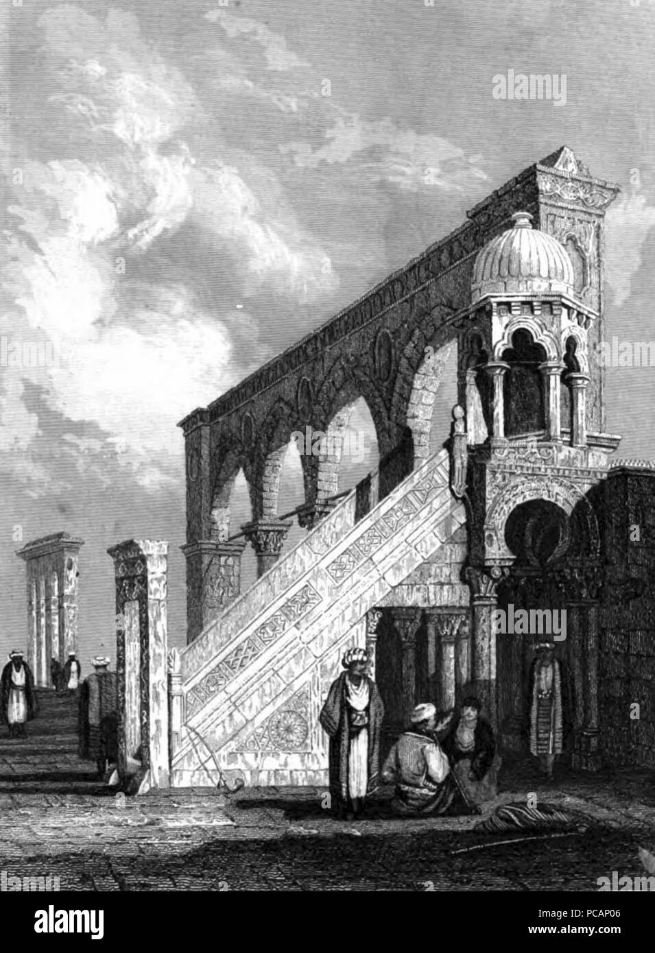 Al-Aqsa Mosque Terrace, Illustration for La Terre-Sainte et les lieux illustrés par les apôtres, by Adrien Egron, 1837 (6). Stock Photo