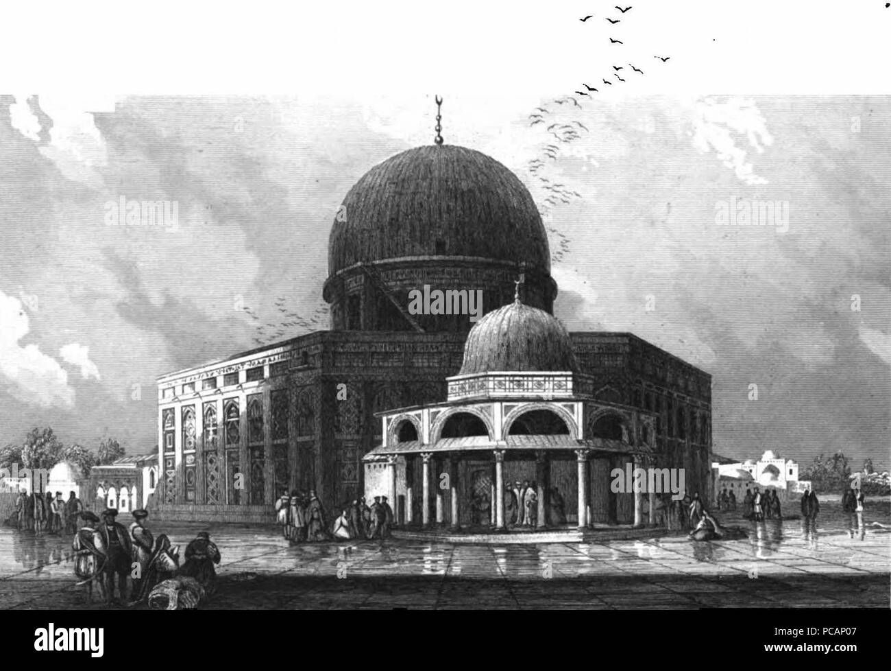 Al-Aqsa Mosque, Illustration for La Terre-Sainte et les lieux illustrés par les apôtres, by Adrien Egron, 1837 Stock Photo