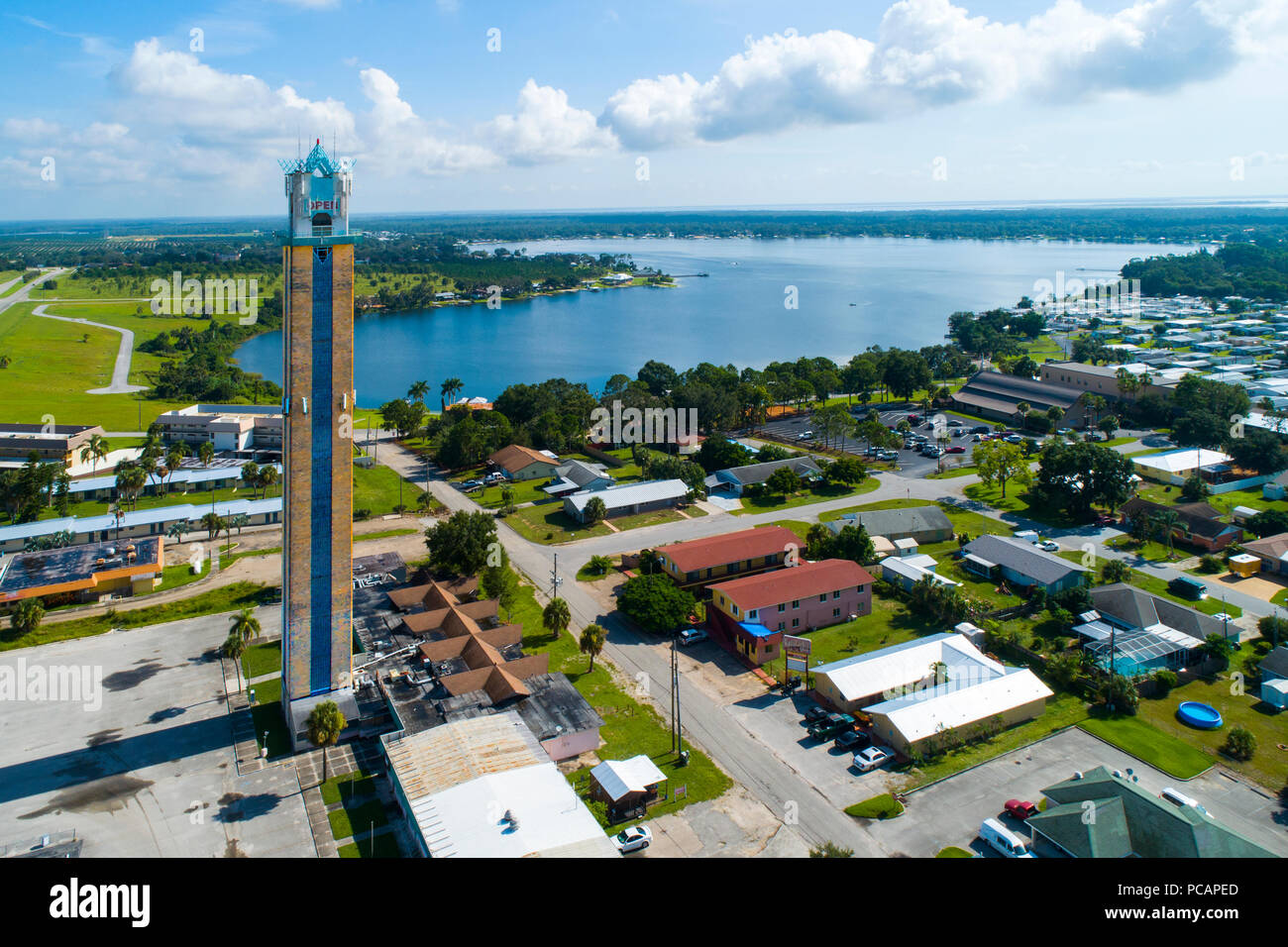 Aerial view of Lake Placid Florida a city know for the Caladium flower and festival and city of murals Stock Photo