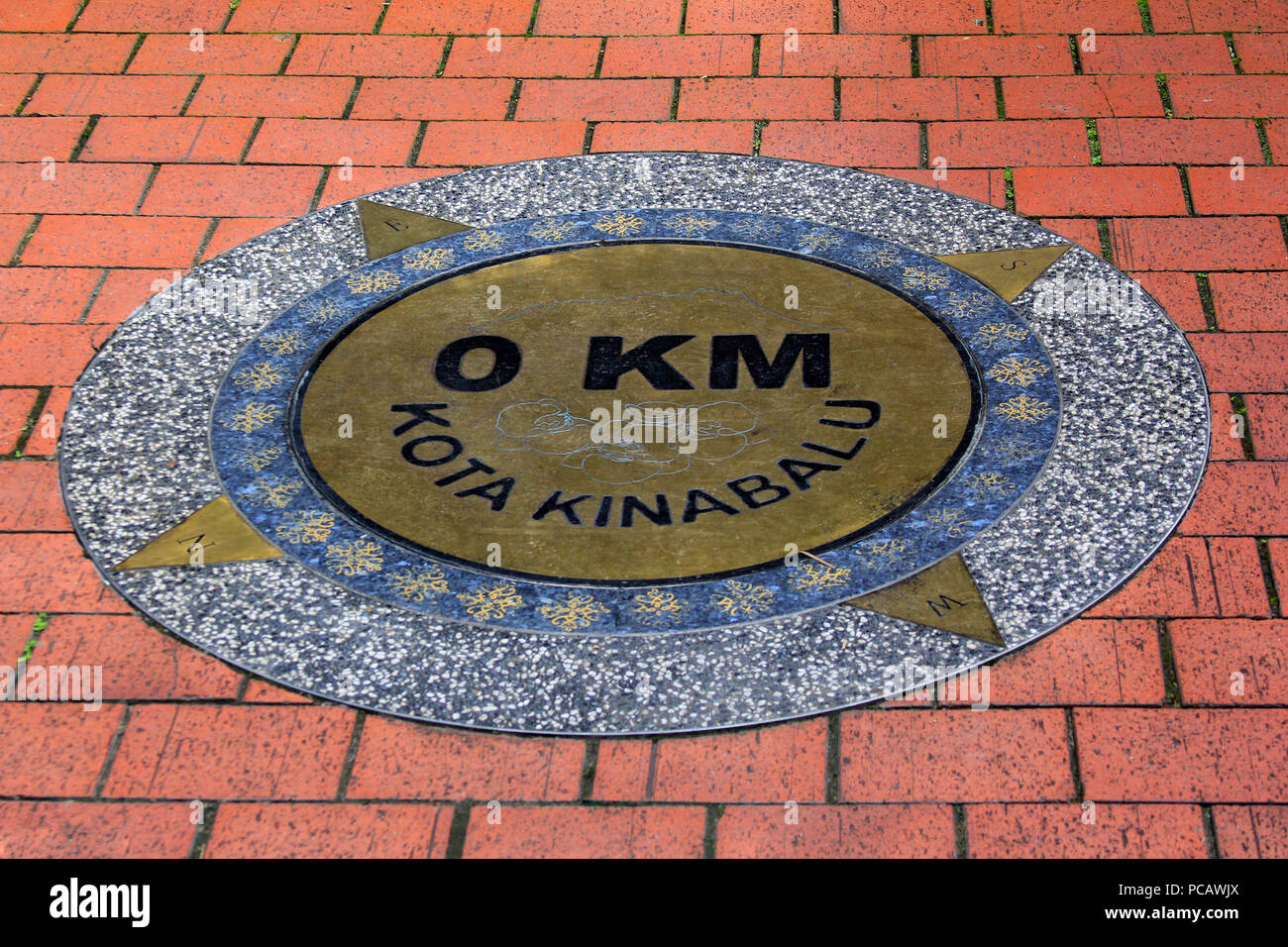 March 16, 2011 in the capital of Sabah, a memorial plaque with zero kilometers (0 km) was opened and is expected to become another tourist attraction. Stock Photo