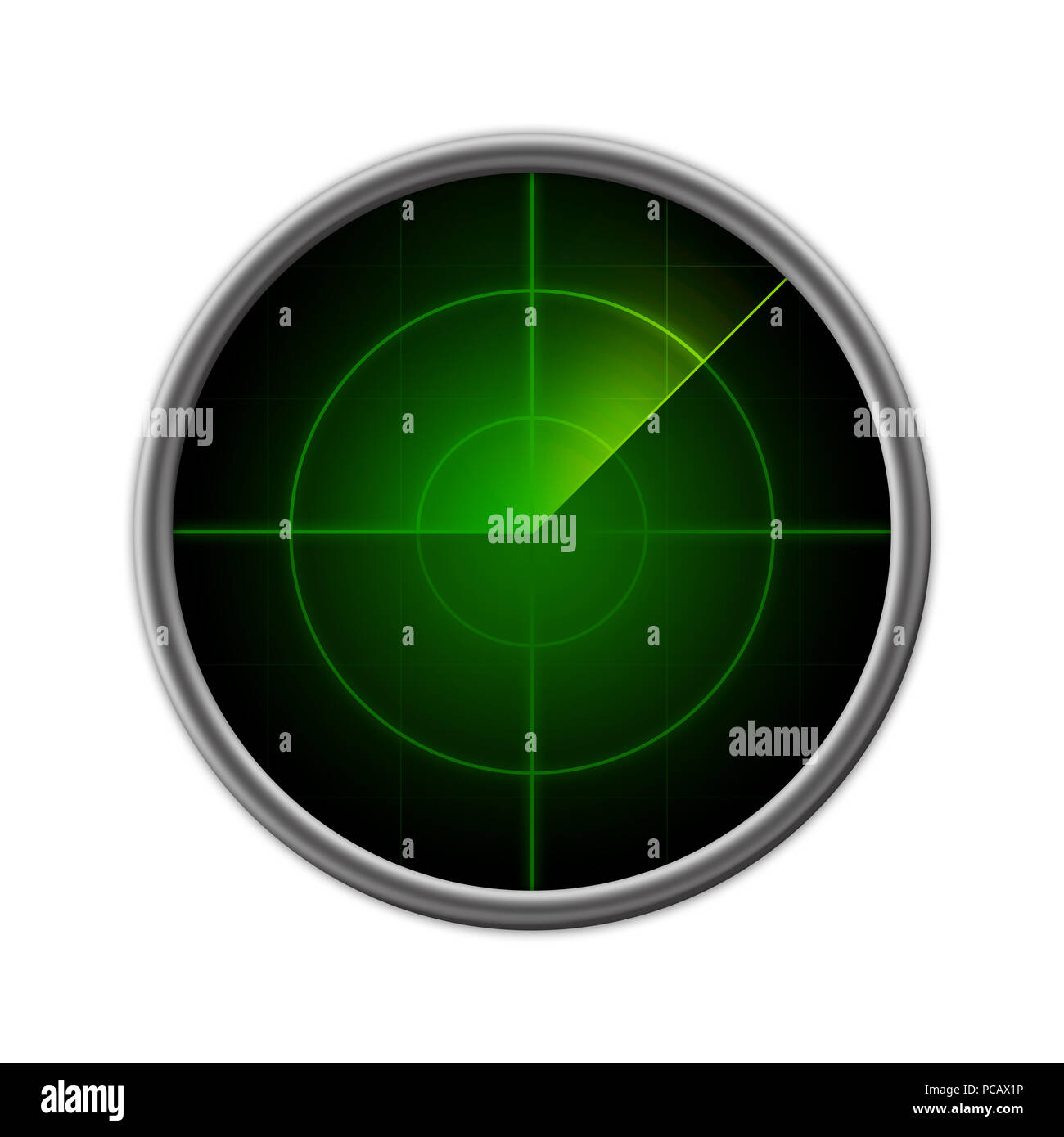 green radar navigation icon on carbon fibre background Stock Photo