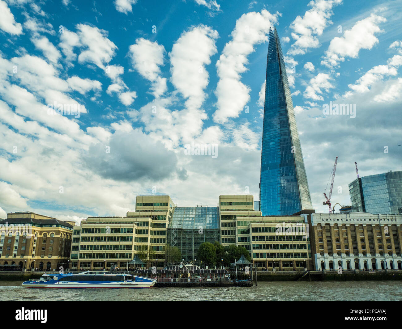 Southwark area of London on the South Bank of the River Thames with The Shard. Stock Photo