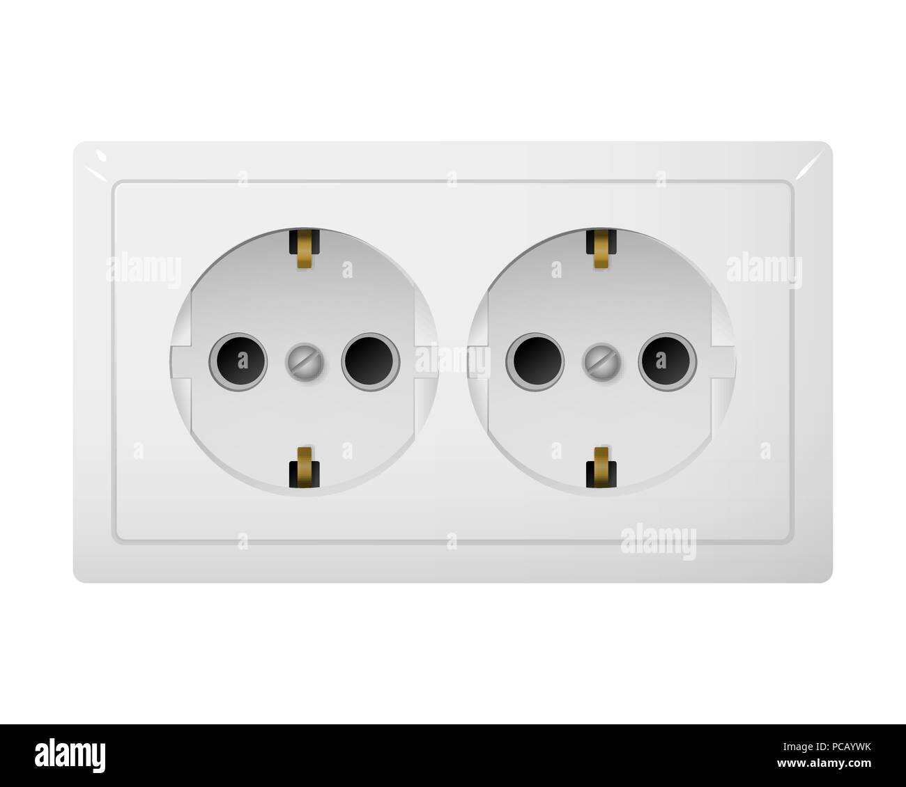 Twin electrical socket Type F. Power plug vector illustration