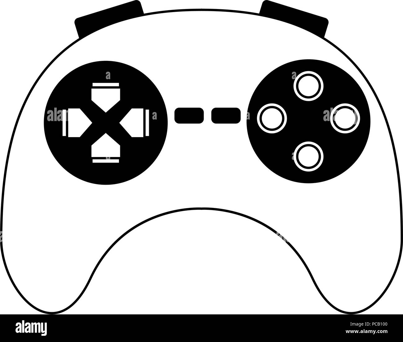 Videogame console gamepad in black and white Stock Vector Image & Art ...