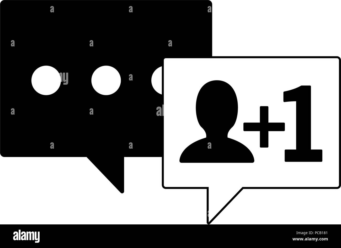 Bubble friend request symbol in black and white Stock Vector Image