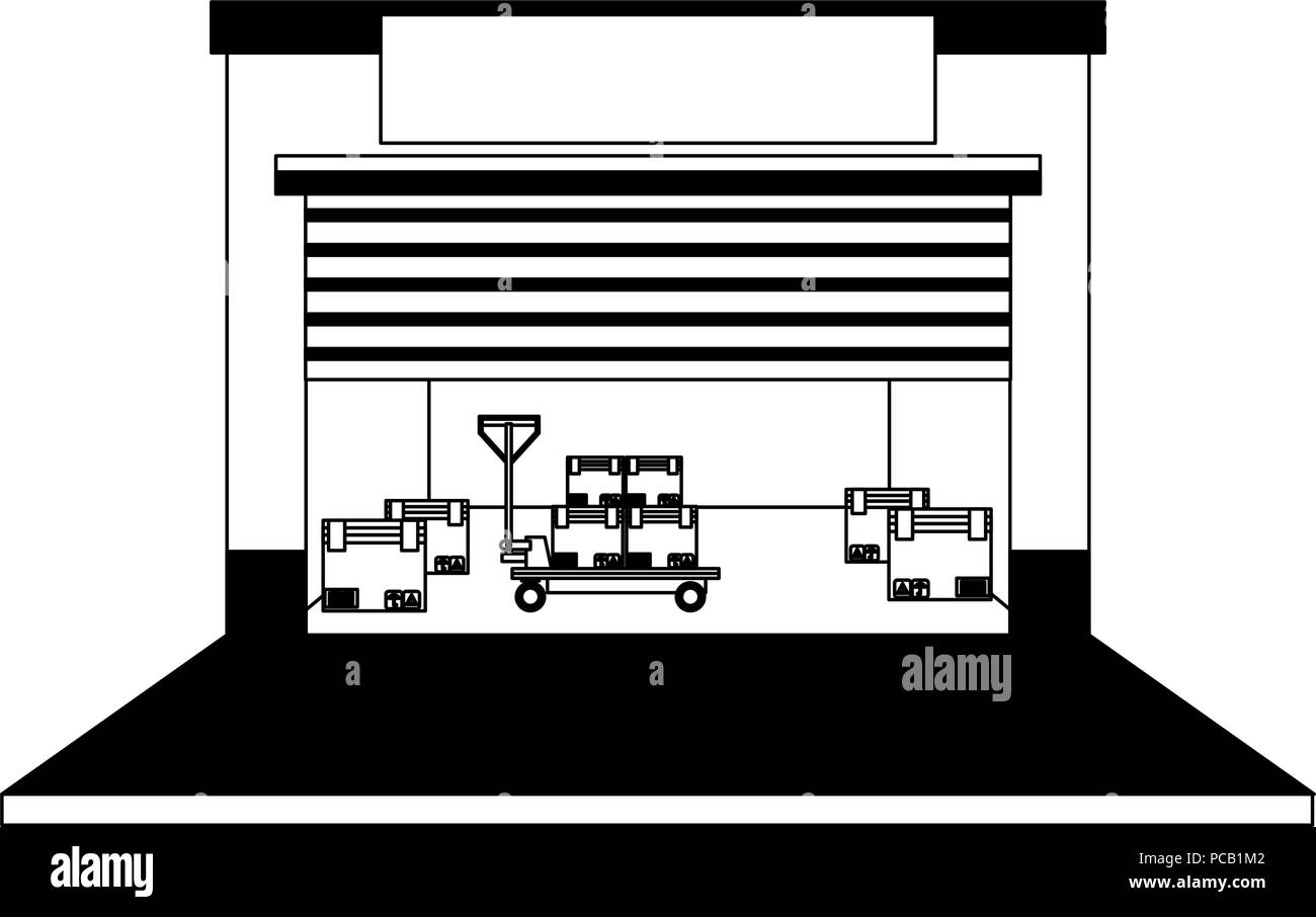 Warehouse building open in black and white Stock Vector Image & Art - Alamy
