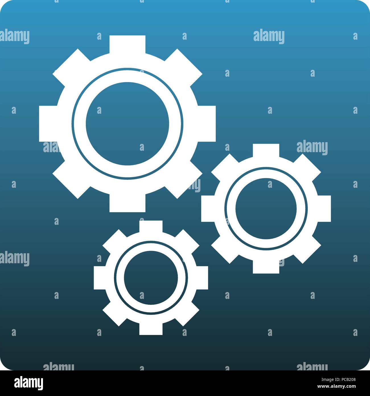 Gears working app button blue lines Stock Vector Image & Art - Alamy