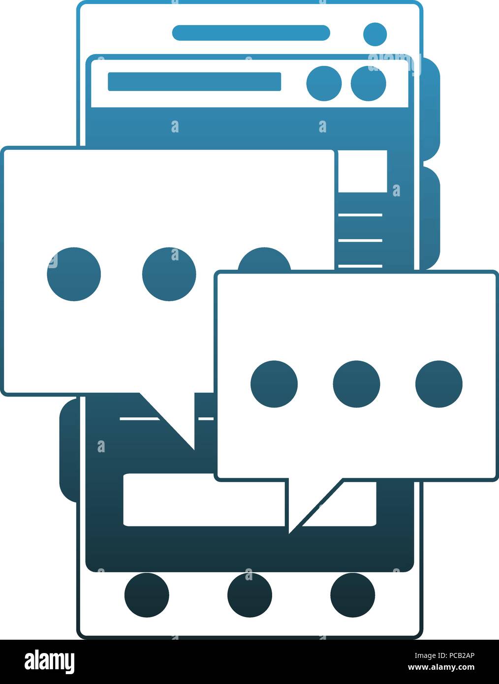 Smartphone with chat bubbles blue lines Stock Vector Image & Art - Alamy