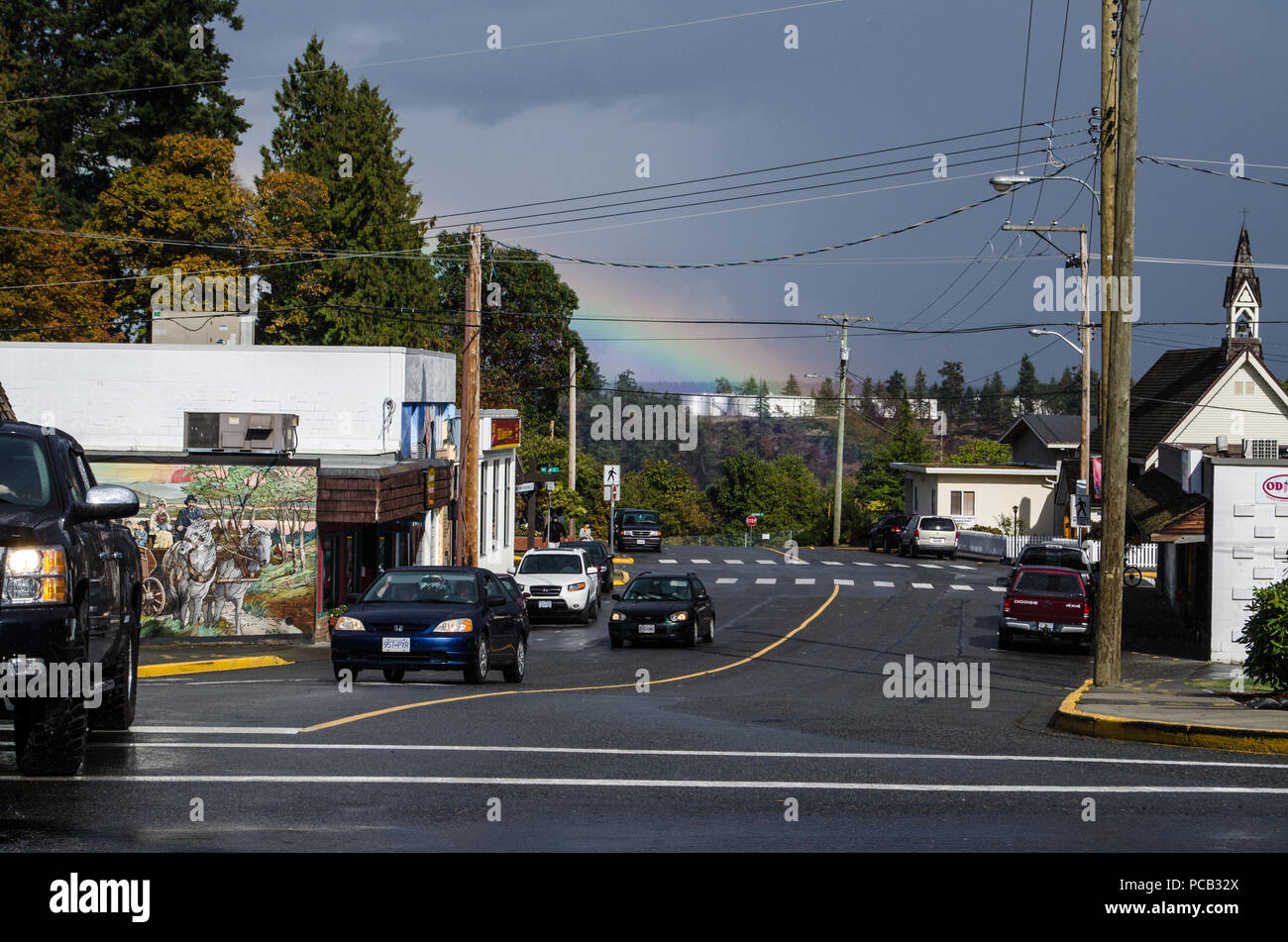 Chemainus, BC, Vancouver Island, Canada. The town has a tourist