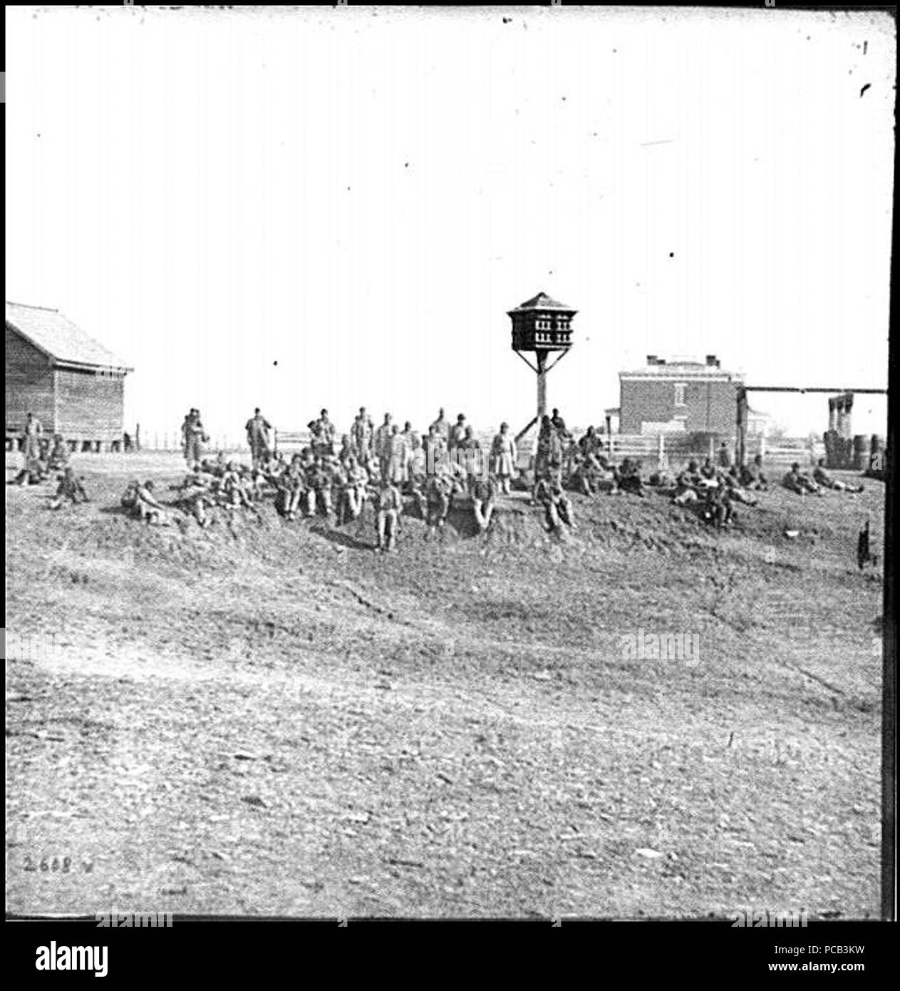 Aiken's Landing, Va. African-American soldiers resting near the Aiken house, view looking toward the house Stock Photo