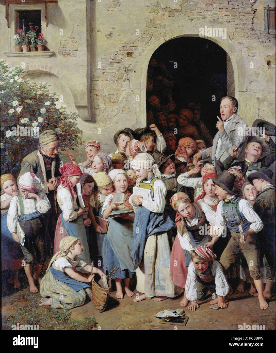 Nach der Schule *oil on panel *75 x 62 cm *signed b.l.: Waldmüller 1841 79 School's out, by Ferdinand Georg Waldmüller Stock Photo