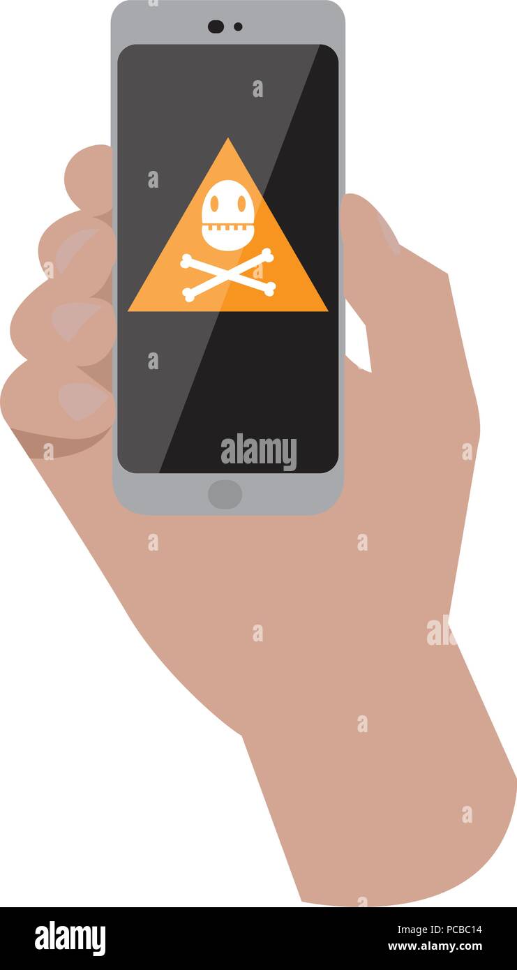 Hand holding a smartphone icon Stock Vector