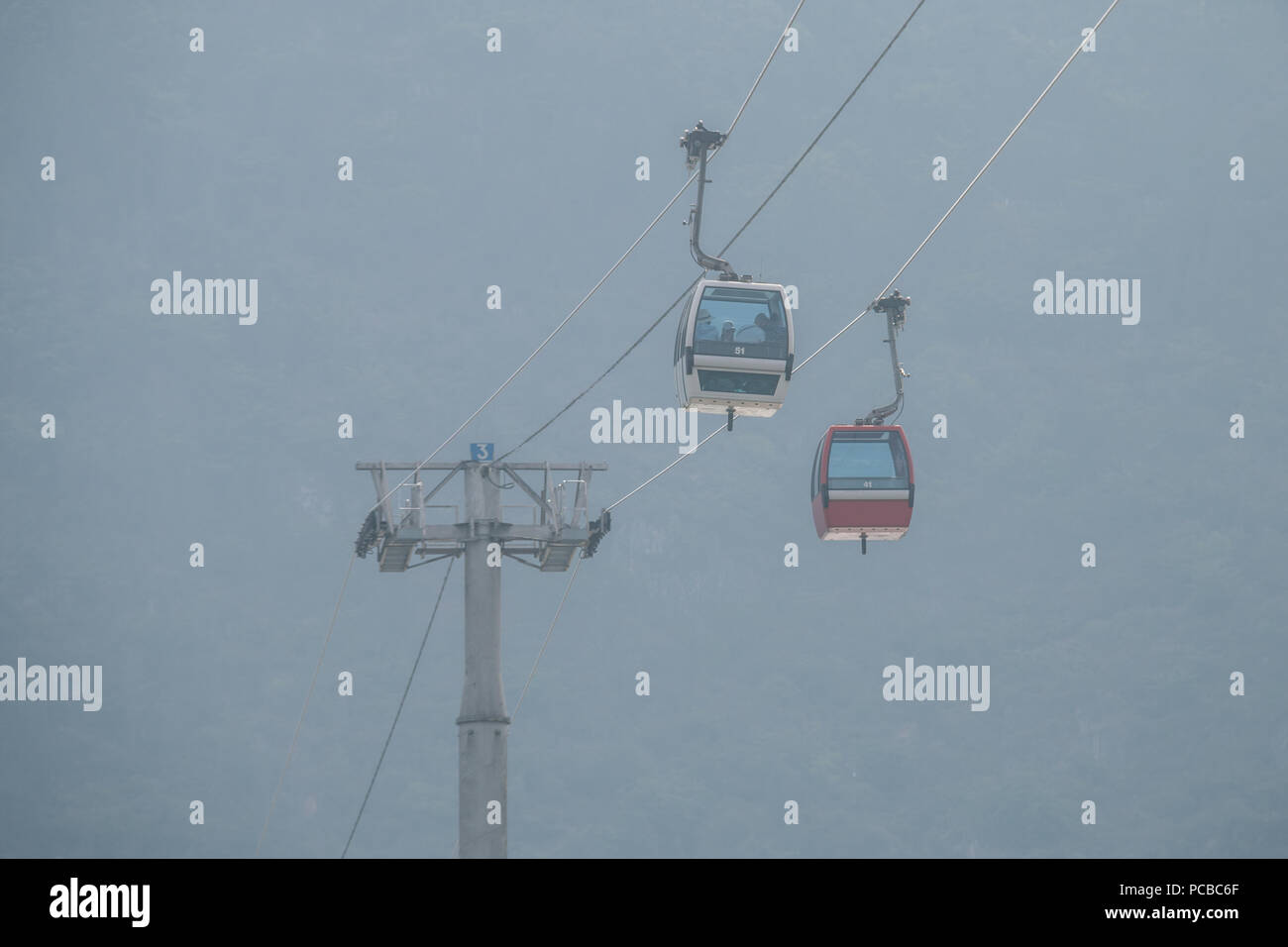 Aerial tramway on Dianchi Lake, Kunming, China Stock Photo