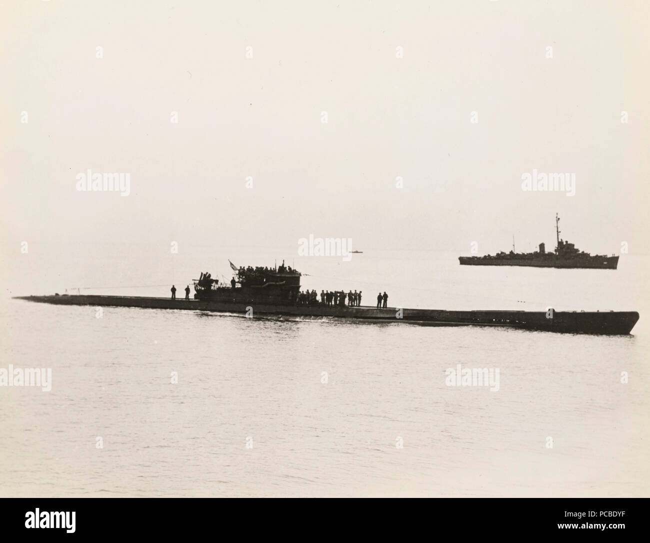 Surrendered Kriegsmarine U-1228 Entering Portsmouth, New Hampshire under Escort 5 17 1945 Stock Photo