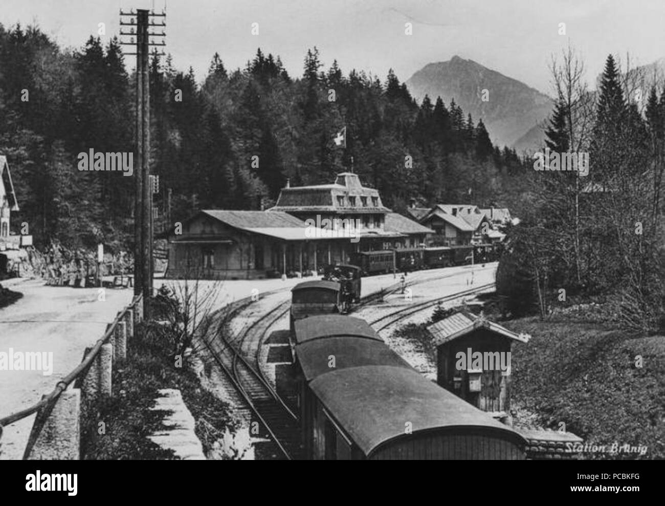 5 Bahnhof Brünig 1910 Stock Photo