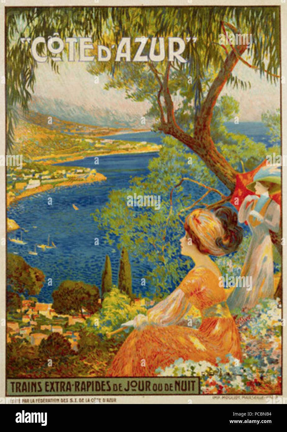 ca. 1911 --- Cote D'Azur Travel Poster by David Dellepiane --- Image by © Swim Ink 2, LLC/CORBIS 17 Dellepiane-Côte-d'Azur Stock Photo