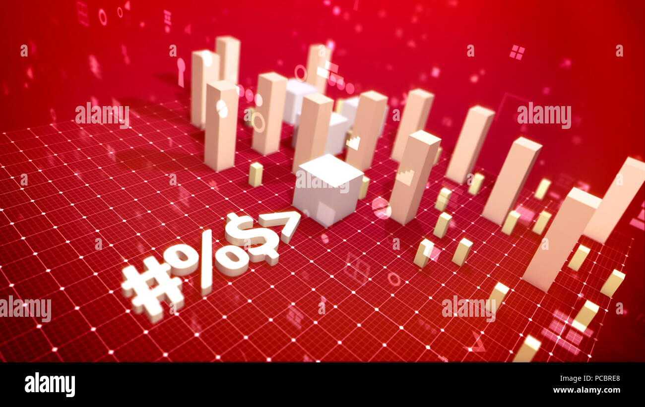 An arty 3d illustration of a bar chart with growing cubic columns