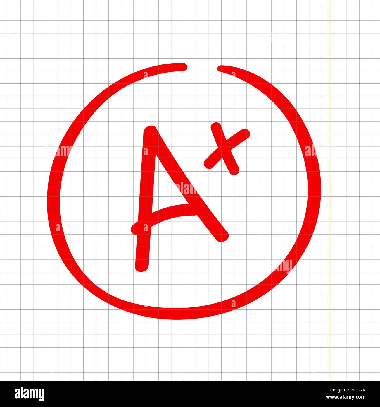 A plus grade mark. Best result sign. Excellent done Stock Vector
