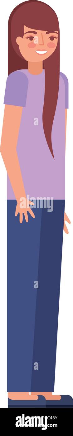 teenage girl standing in casual clothes vector illustration Stock ...