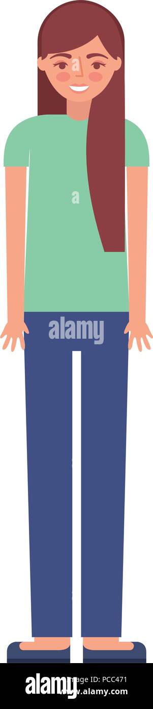 teenage girl standing in casual clothes vector illustration Stock ...