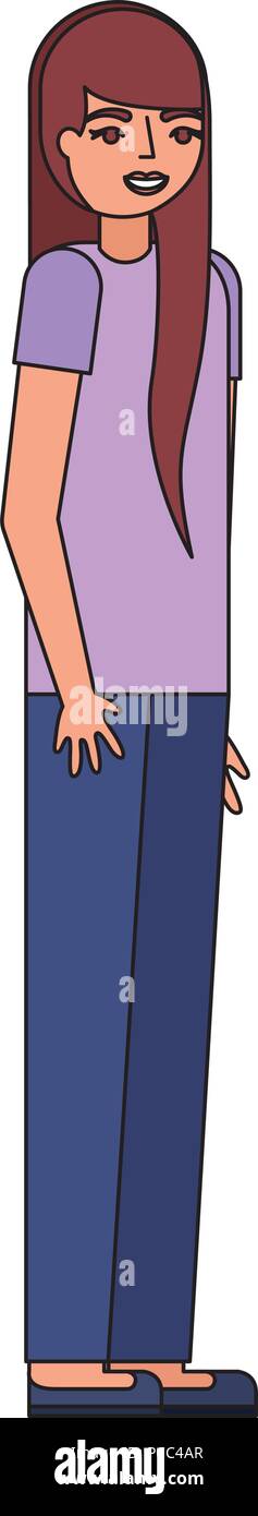 teenage girl standing in casual clothes vector illustration Stock ...