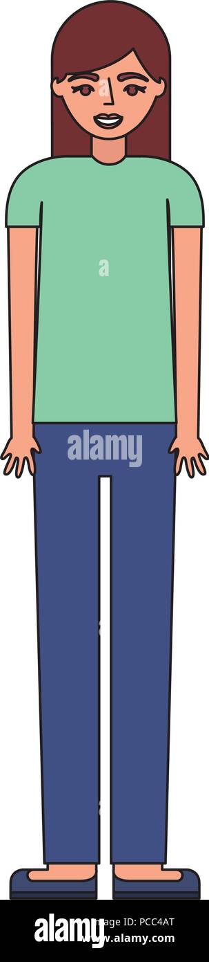 teenage girl standing in casual clothes vector illustration Stock ...