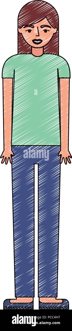 teenage girl standing in casual clothes vector illustration Stock ...