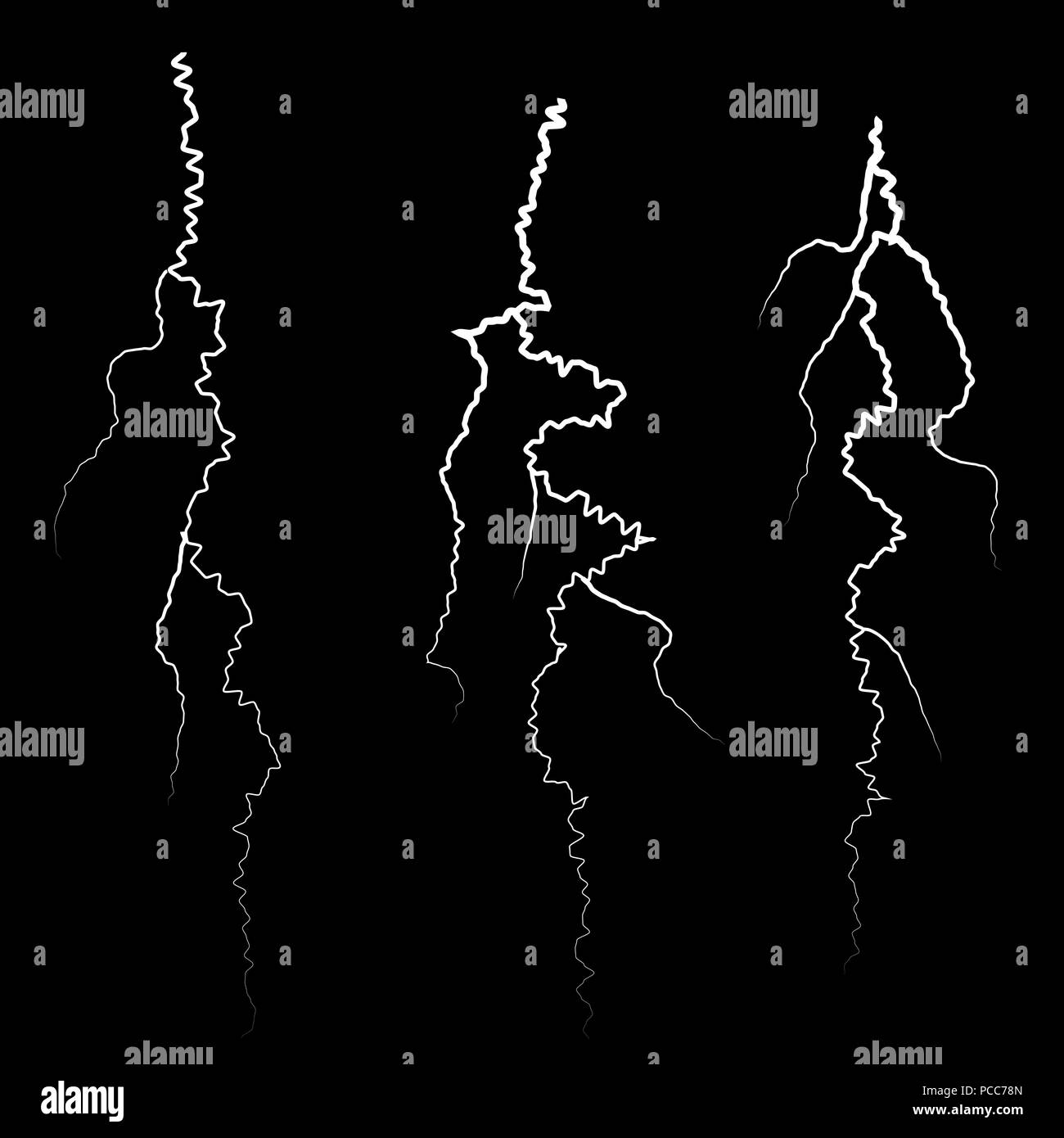 Set of Different Thunders Stock Vector