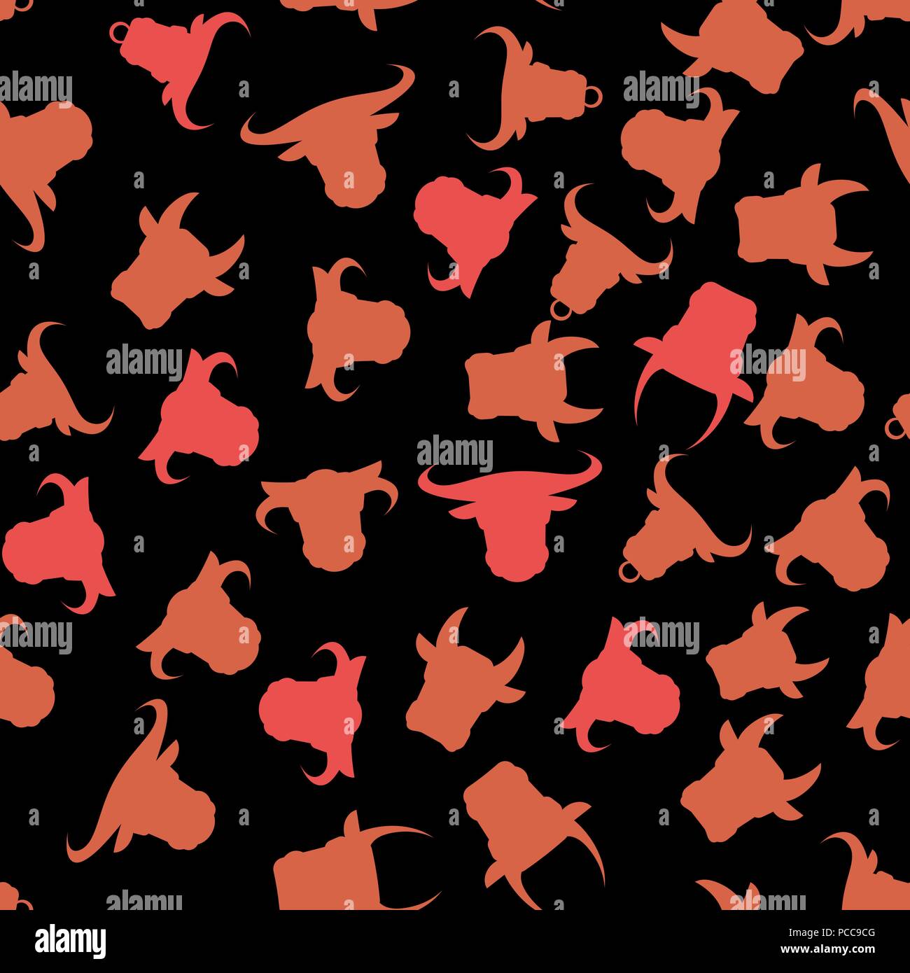 Head of Bull Seamless Pattern Stock Vector
