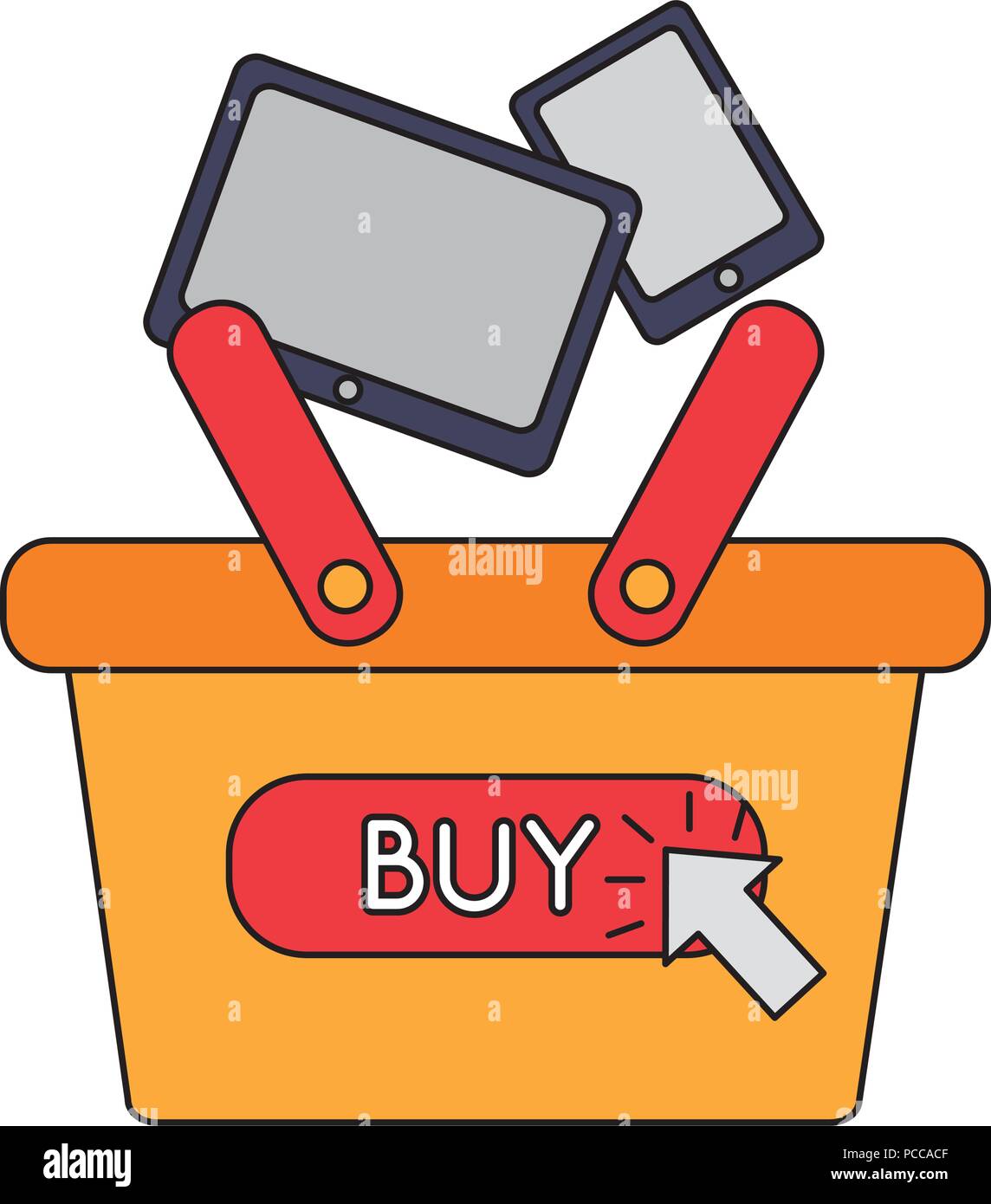 shopping basket tablet computer smartphone buy online vector ...