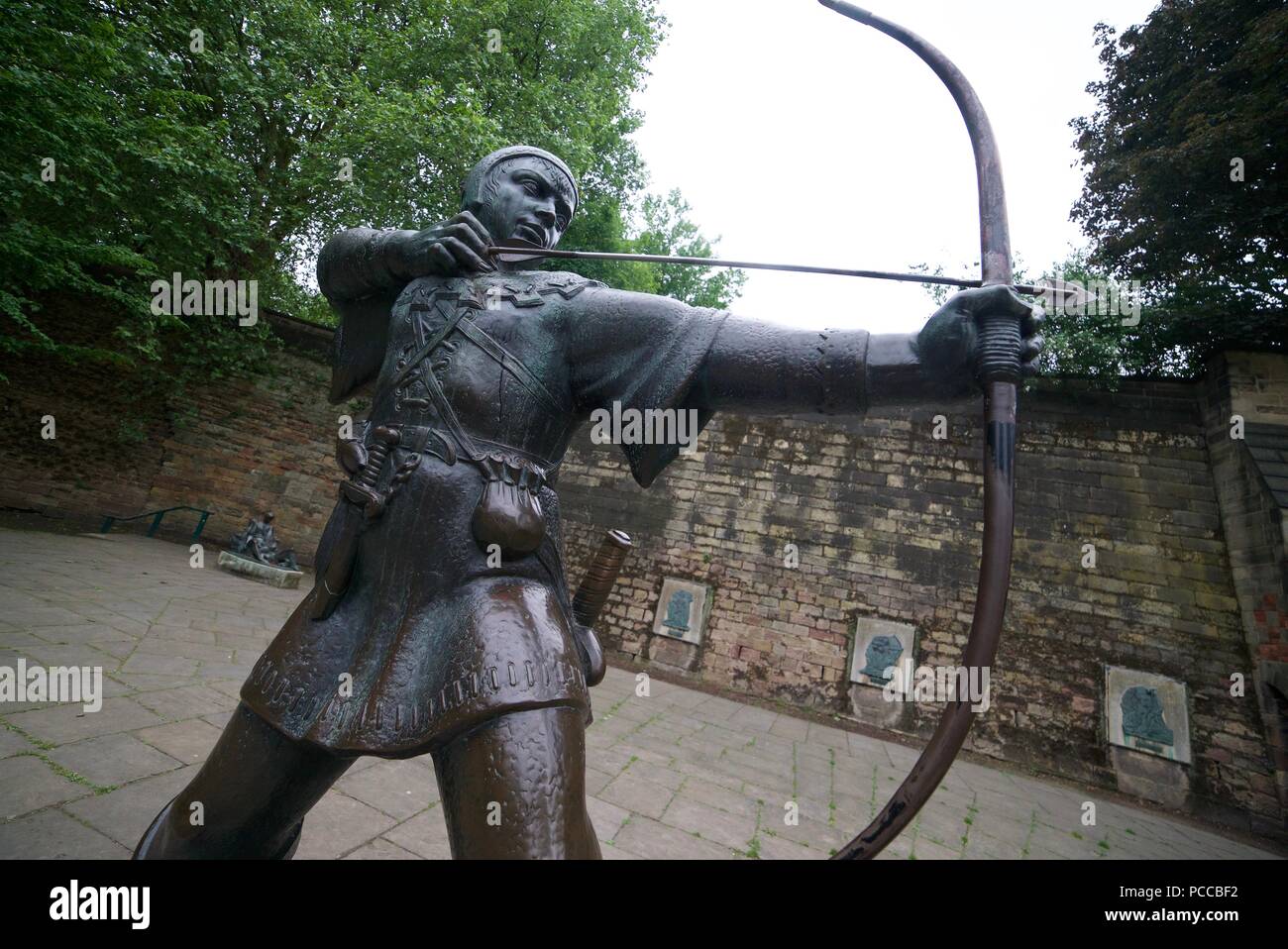 The Robin Hood statue in Nottingham City Centre (Castle Road, Nottingham, Nottinghamshire, United Kingdom) Stock Photo