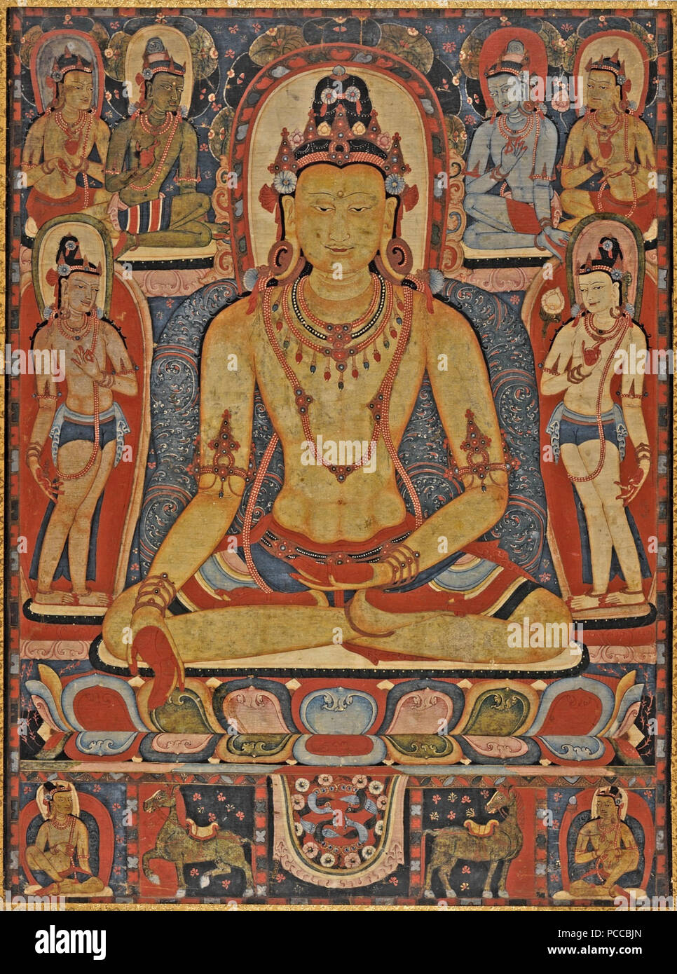 4x5 transparency 596 The Jina Buddha Ratnasambhava Central Tibet, a Kadampa Monastery, 1150-1225, LACMA Stock Photo