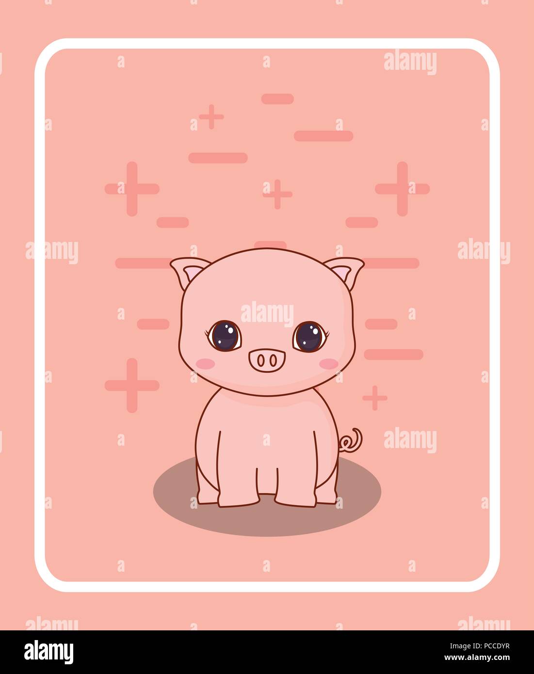 cute pig icon over pink background, colorful design. vector ...