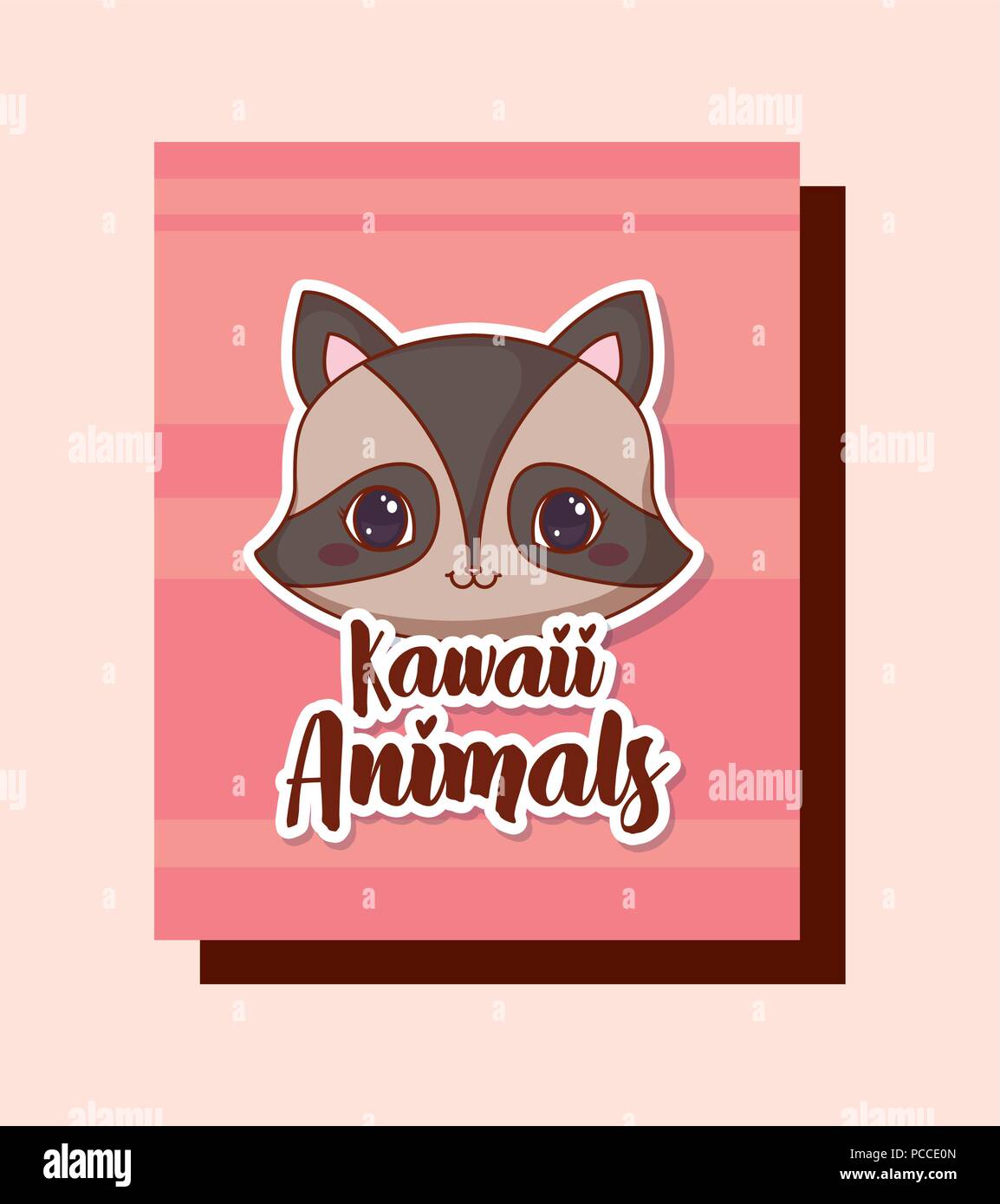 Pink Racoon Background kawaii raccoon over pink colorful squares and background. vector ...