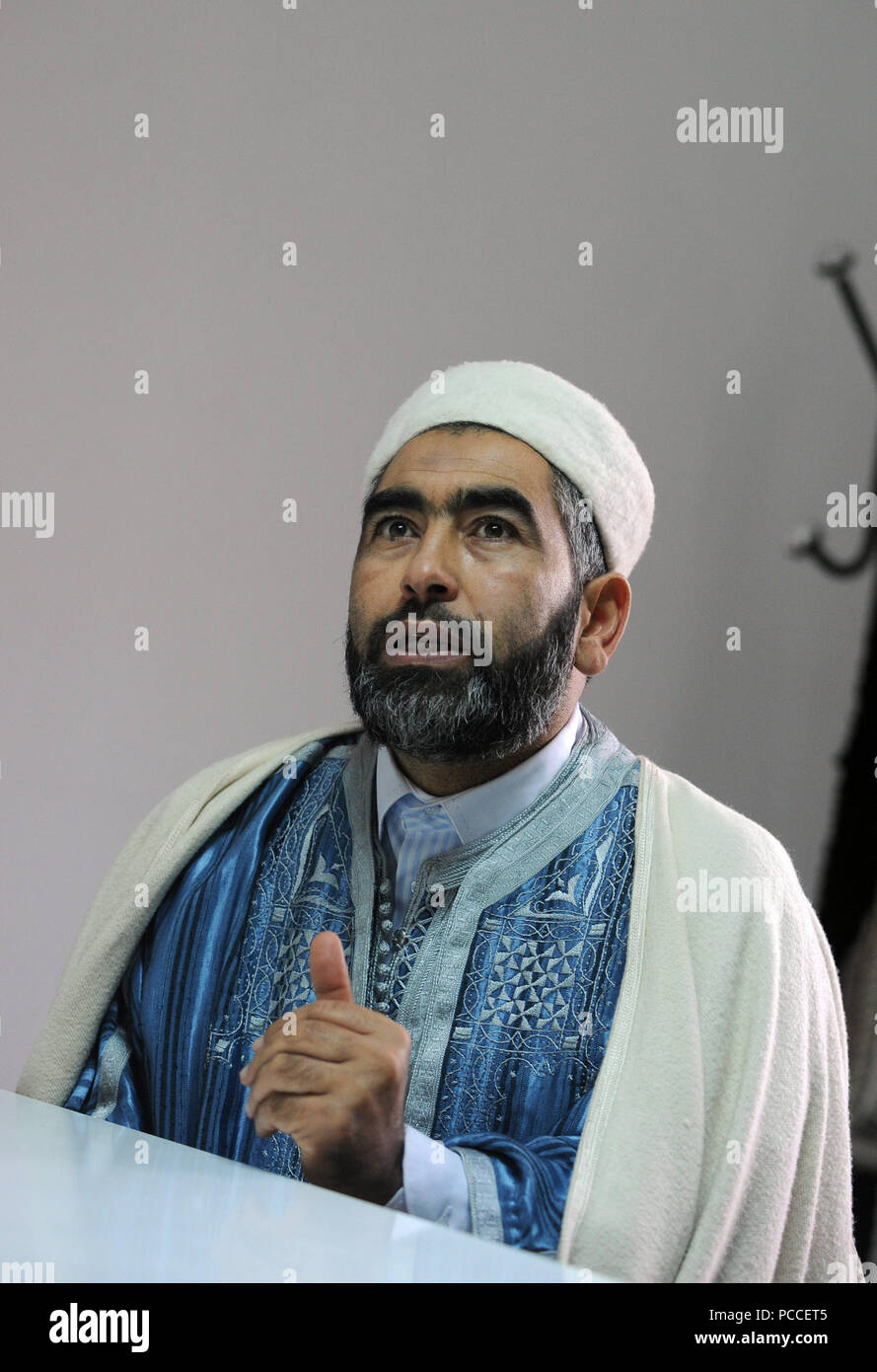 February 12, 2013 - Tunis, Tunisia: Portrait of Adel Almi, a  radical Islamist figure. He is the leader of The Moderate Association for Awareness and Reform, an association that strives for the implemention of Sharia islamic law in Tunisia. Portrait d'Adel Almi, un islamiste tunisien partisan de l'application de la sharia en Tunisie. *** FRANCE OUT / NO SALES TO FRENCH MEDIA *** Stock Photo