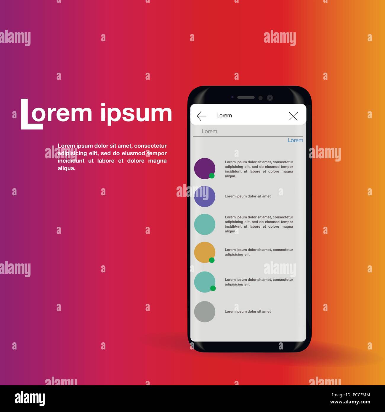 Design of mobile application, social network mockup, vector Stock Vector