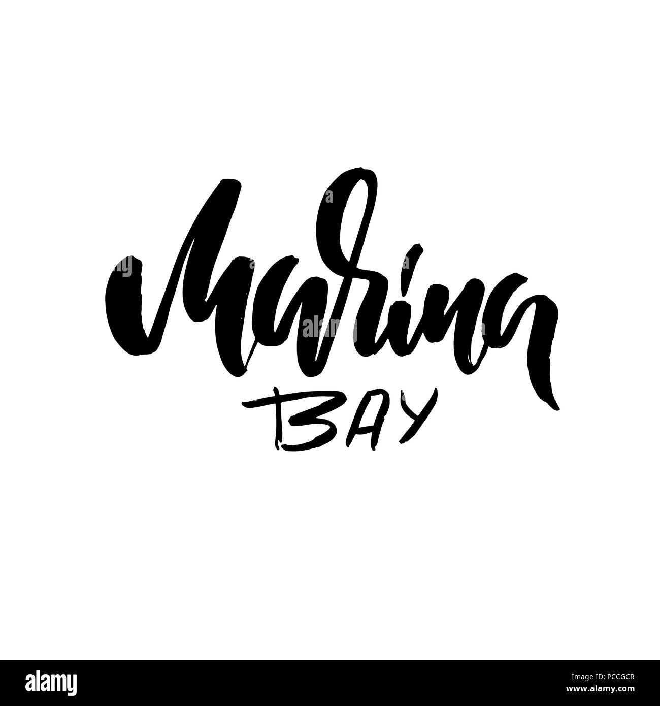 Marina bay lettering. Modern brush lettering. Vector illustration Stock