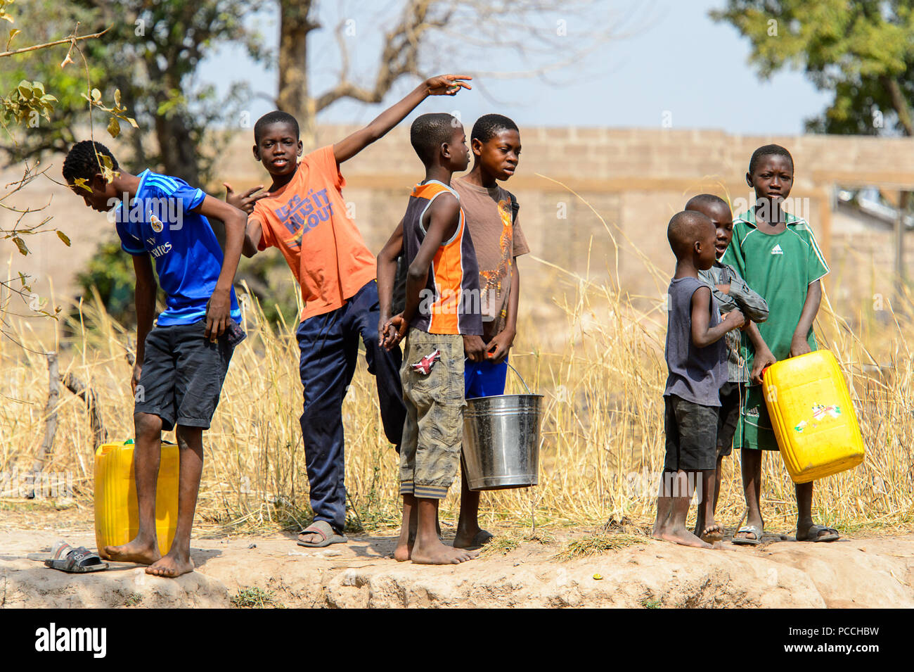 TECHIMAN, GHANA JAN 15, 2017 Unidentified Ghanaian children want to