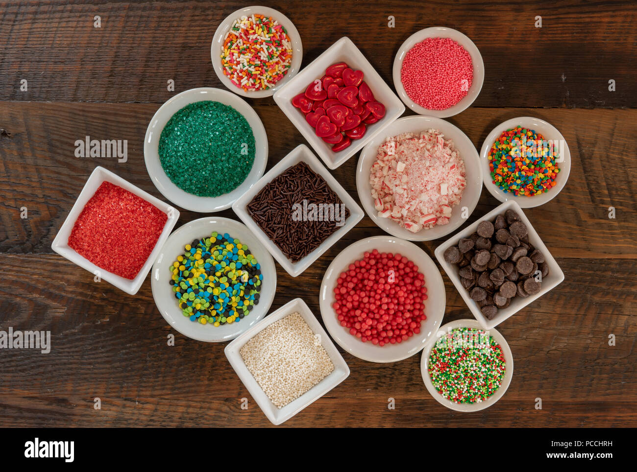 Random Sprinkle Random Spread of Sprinkles in white ceramic bowls Stock Photo - Alamy